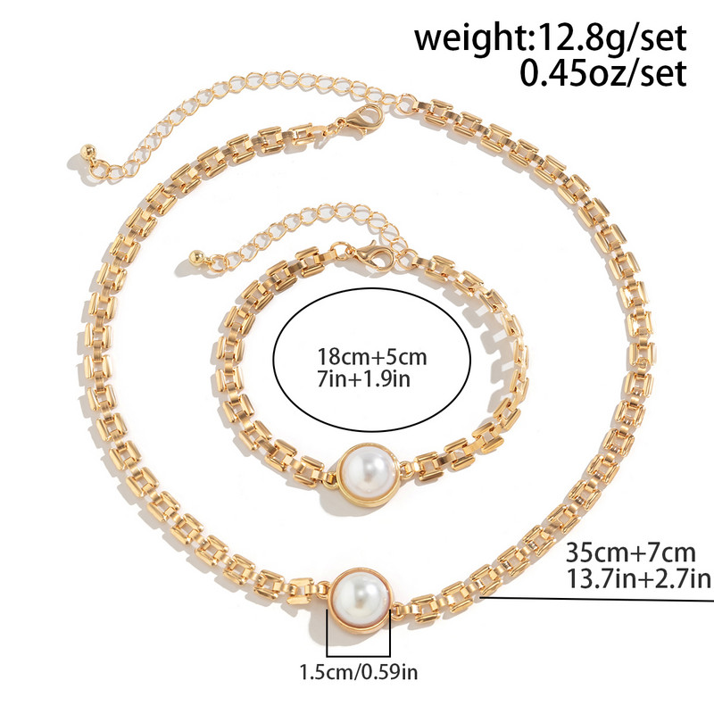 IngeSight.Z Kpop Fashion Imitation Pearl Choker kaelakeede käevõrukomplekt naistele Punk Gold Color Link Chain Party ehtekomplekt