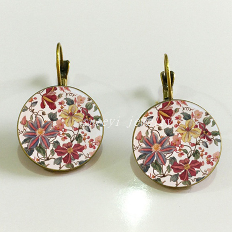 SUTEYI šarm Henna Yoga Amulet Ženske naušnice Okrugle staklene naušnice Cabochon Nakit Boemske naušnice Mandala za žene