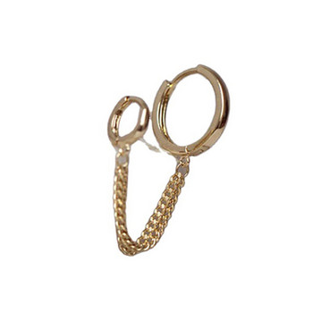 1PCS 2021 Hot Sale Σκουλαρίκια Piercing με δύο τρύπες για Γυναικεία Κοσμήματα για πάρτι σκουλαρίκι με μεταλλική αλυσίδα από κρύσταλλο ζιργκόν 2