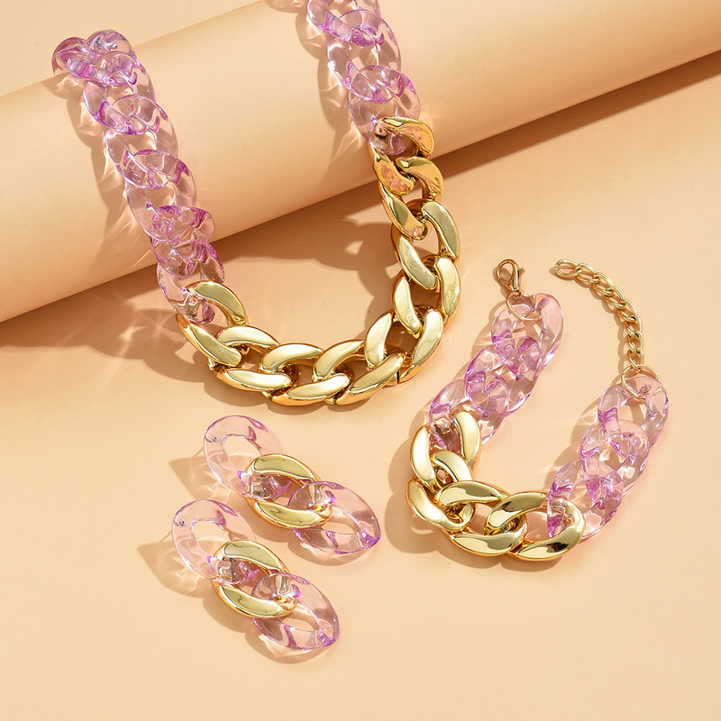 Κολιέ Bohemia Acrylic Chunky Bright Chain Choker Κολιέ για γυναίκες Μοντέρνο Bohemain Long Chains Κολάρες Κολιέ Σετ Μόδα κοσμήματα