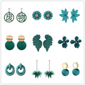 Πράσινο Χρώμα Καρδιά Σκουλαρίκια λουλούδι σταγόνας για Γυναικεία πέταλα Στρογγυλή πεταλούδα Μεταλλικό Brincos Wedding Party Κοσμήματα φίλη Δώρο