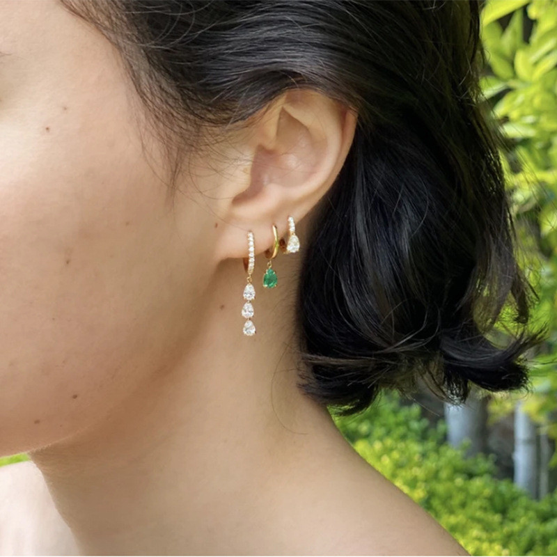 2 TK roostevabast terasest kuupmeetrist tsirkooniumoksiidist väikesed rõngaskõrvarõngad naistele veetilga ripats kõhre kõrvarõngas pulma augustamise ehted