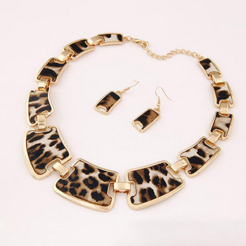 Σκουλαρίκια με γάντζο 1 σετ κολιέ Exaggerated Big Luxury Κομψό Retro Leopard Women Kit Κοσμήματα μόδας
