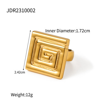 Youthway New Deign rozsdamentes acél négyzet alakú geometrikus spirálmintás fülbevaló gyűrűs nyaklánc szett fényes, népszerű női ékszerek