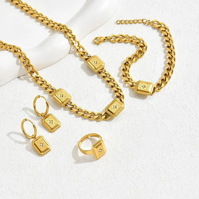 4 GAB komplekts, slēdzene, kaklarota, rokassprādze, auskaru gredzens sievietēm, tirkīzs, melns akmens, balts apvalks, ģeometrisks kulons, sieviešu ballīšu rotaslietas