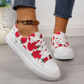 Euroopa ja Ameerika Ühendriigid suured lõuendist kingad naiste uued ümmarguse peaga seotud ananass maasikas lamedad vabaaja kingad