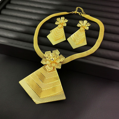 Luksuslik Dubai ehtekomplekt naistele Suur võluv ripats kaelakee kõrvarõngad pulmapidu Aafrika komplekt kollase kulla värvi aksessuaarid