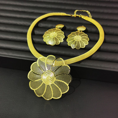 Luksuslik Dubai ehtekomplekt naistele Suur võluv ripats kaelakee kõrvarõngad pulmapidu Aafrika komplekt kollase kulla värvi aksessuaarid