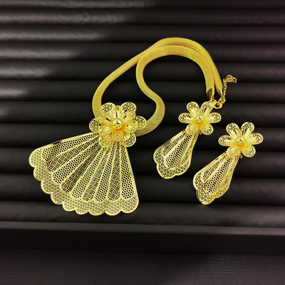 Luksuslik Dubai ehtekomplekt naistele Suur võluv ripats kaelakee kõrvarõngad pulmapidu Aafrika komplekt kollase kulla värvi aksessuaarid