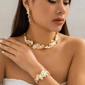 Μοναδικό Creative Irregular Big Heavy Metal Chain κολιέ για γυναικεία πανκ ρυθμιζόμενο βραχιόλι Σκουλαρίκια Grunge Σετ κοσμημάτων Steampunk