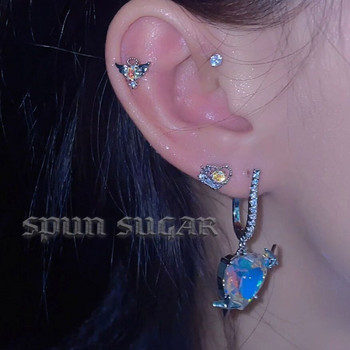 Sweet Cool Angel Heart Star Moon Zirconia Stud Earrings for Women Girls Punk Helix Helix Helix Ear Piercing