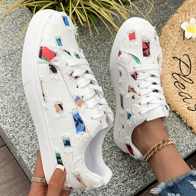 Valged naiste lõuendjalatsid Naiste mood suvised vabaajatossud Tudengite vabaajajalatsid Kõrge ülaosaga naiste vulkaniseerivad kingad Paelad