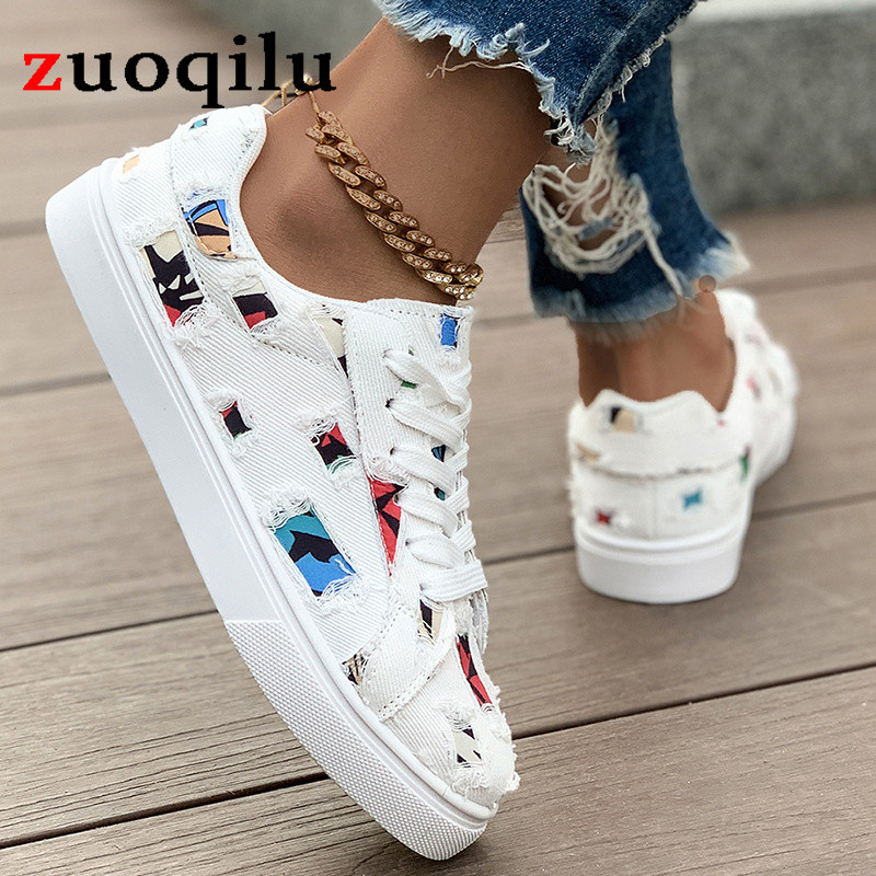 Valged naiste lõuendjalatsid Naiste mood suvised vabaajatossud Tudengite vabaajajalatsid Kõrge ülaosaga naiste vulkaniseerivad kingad Paelad