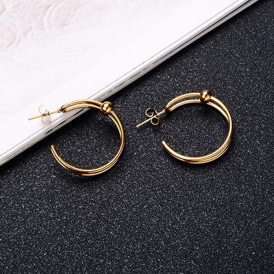 2 gab nerūsējošā tērauda pārspīlēti apaļi krelles stīpas auskari sievietēm vīriešiem gluda dizaina vintage dubultā gredzeni auskari personības rotaslietas