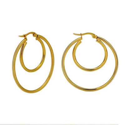 2 gab nerūsējošā tērauda pārspīlēti apaļi krelles stīpas auskari sievietēm vīriešiem gluda dizaina vintage dubultā gredzeni auskari personības rotaslietas