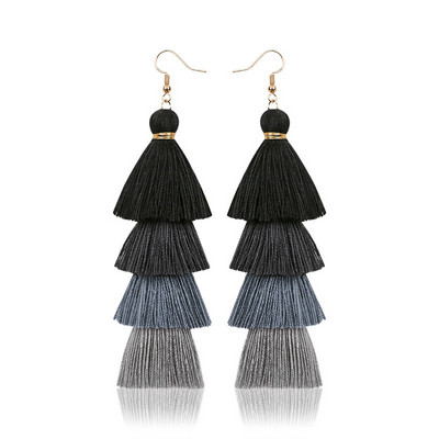 Sieviešu Bohēmijas kristāla garie pušķi, piekaramie auskari meitenei Sarkans balts zīda audums Rožu ziedu auskari Modes rotaslietas