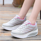 Διχτυωτό πάχος σόλα με κλίση τακούνι χαμηλής κοπής Αθλητικά παπούτσια ρηχής κοπής για άνετα μαλακά αναπνεύσιμα υπαίθρια βουλκανισμένα γυναικεία παπούτσια