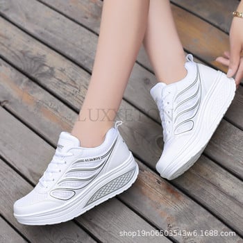 Διχτυωτό πάχος σόλα με κλίση τακούνι χαμηλής κοπής Αθλητικά παπούτσια ρηχής κοπής για άνετα μαλακά αναπνεύσιμα υπαίθρια βουλκανισμένα γυναικεία παπούτσια