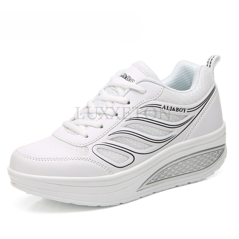 Διχτυωτό πάχος σόλα με κλίση τακούνι χαμηλής κοπής Αθλητικά παπούτσια ρηχής κοπής για άνετα μαλακά αναπνεύσιμα υπαίθρια βουλκανισμένα γυναικεία παπούτσια