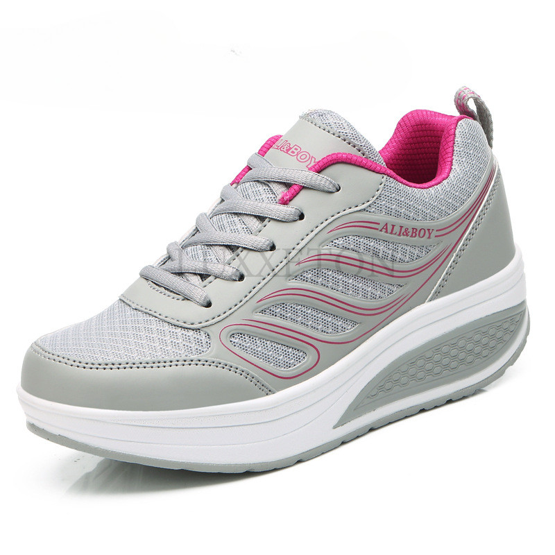 Διχτυωτό πάχος σόλα με κλίση τακούνι χαμηλής κοπής Αθλητικά παπούτσια ρηχής κοπής για άνετα μαλακά αναπνεύσιμα υπαίθρια βουλκανισμένα γυναικεία παπούτσια