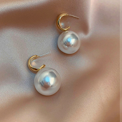 2021. Korejski Trendy Elegantne Sjajne Okrugle Bijelo-Crvene Biserne Obruče Spuštene Naušnice Okrugle Kuglice Perle Privjesak Viseći Ženski Poklon