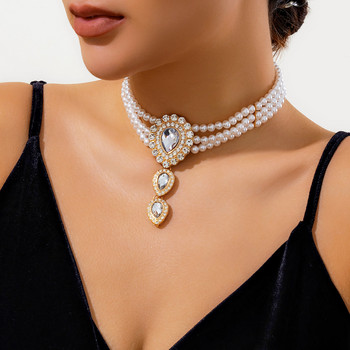 Γυναικεία κοσμήματα μόδας ψεύτικα μαργαριτάρια Διαμάντια κολιέ βραχιόλι με πολύτιμους λίθους Σετ vintage στυλ Κολιέ για κορίτσια Αξεσουάρ για πάρτι