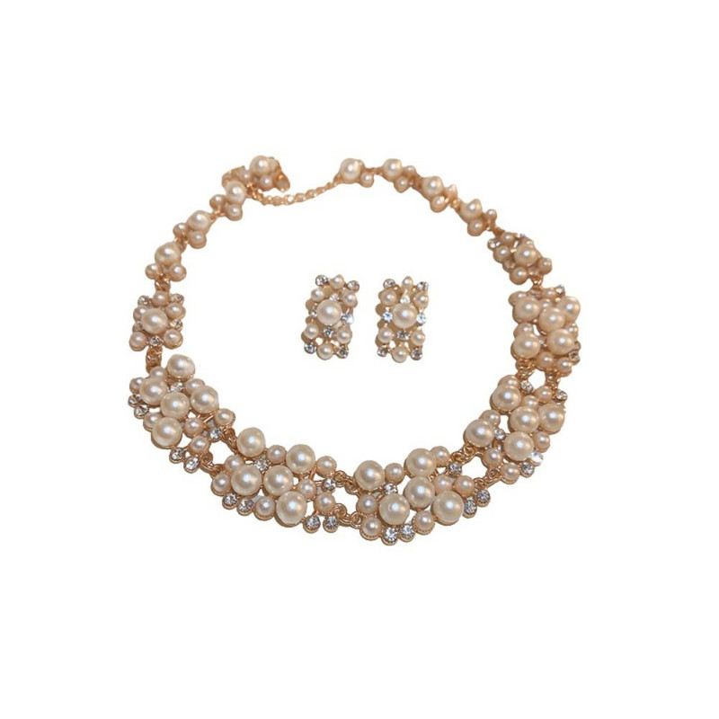 Dizajn dvorskog stila Komplet bisernog nakita Modne vintage viseće naušnice s biserima Višeslojna temperamentna biserna ogrlica za mladence