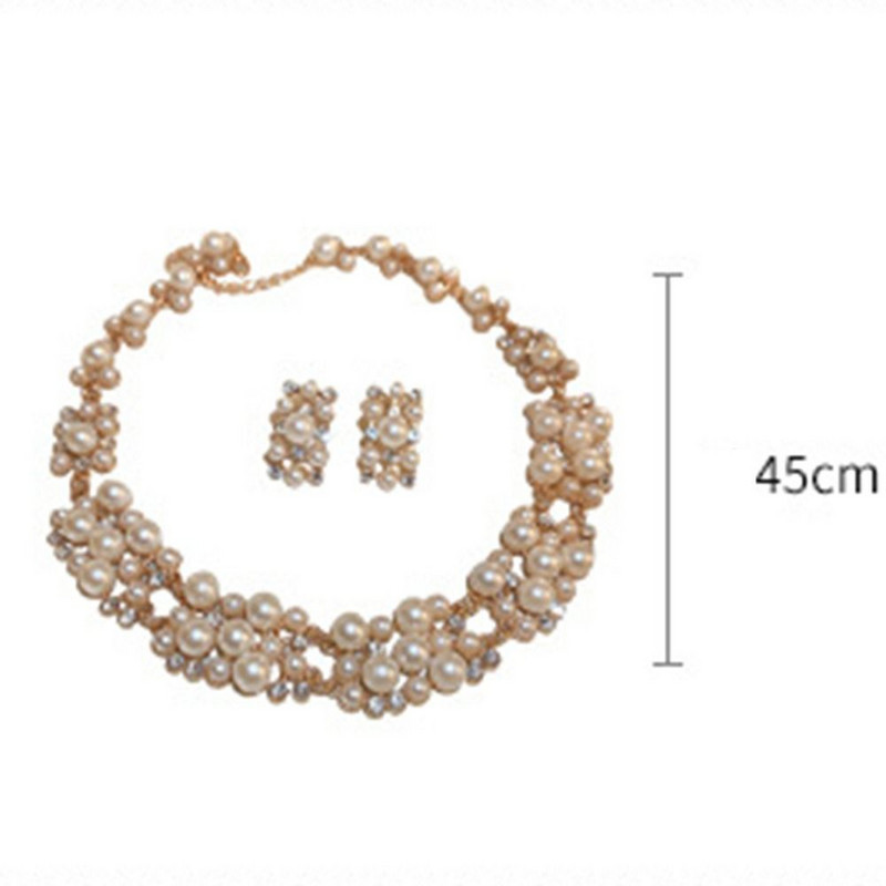 Dizajn dvorskog stila Komplet bisernog nakita Modne vintage viseće naušnice s biserima Višeslojna temperamentna biserna ogrlica za mladence