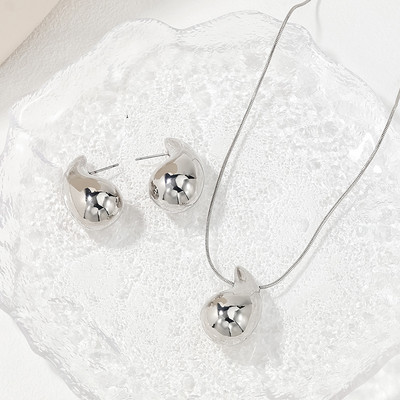 Minimalistlik CCB Water Drop kõrvarõnga kaelakee komplekt naistele Pühadepeo kingitus Mood Ehted Kõrvatarvikud DS002