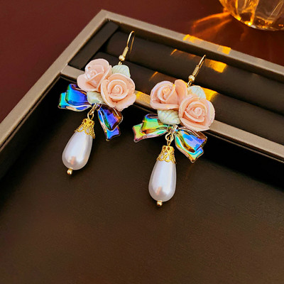 3 tk lillepärliga kaelakee kõrvarõngas elegantne temperament keraamiline veepiiskade kaelakee kvaliteetsed ehete komplektid