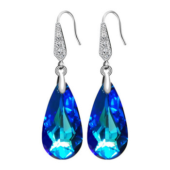 Luxury Drop Blue Crystal Drop σκουλαρίκια για γυναίκες Σκουλαρίκια ασημί χρώματος Σκουλαρίκια Δώρο γενεθλίων Σκουλαρίκι γενεθλίων Κοσμήματα Pendientes Mujer