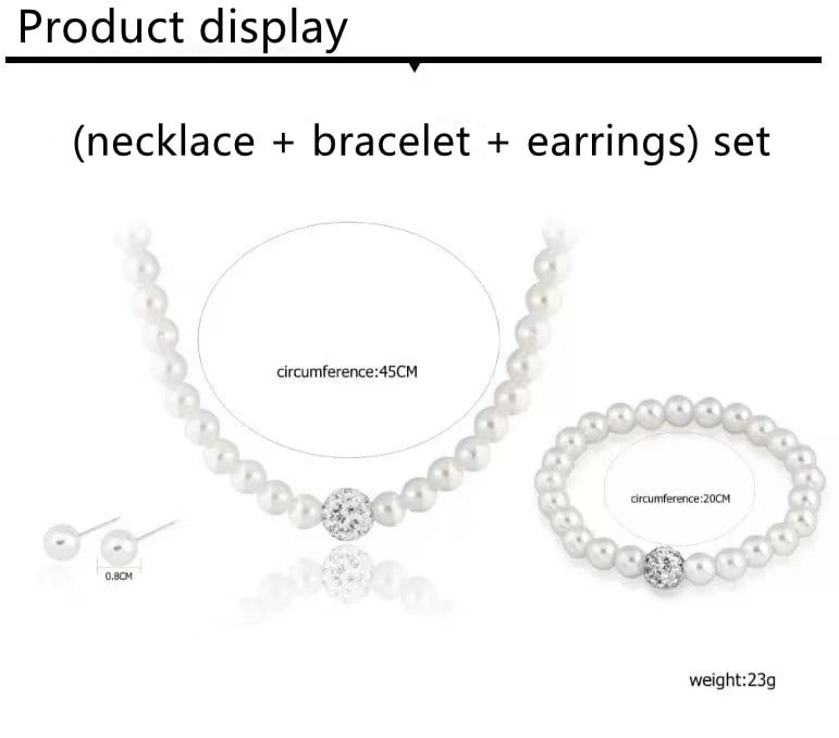 Set de bijuterii de nuntă de perle premium din trei piese, colier, cercei, brăţară, colier, guler, personalitate, cadou подходить