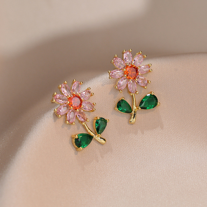 3 ΤΕΜ/Σετ ροζ κολιέ και σκουλαρίκια με λουλούδια με πέντε πέταλα Δώρο κοσμήματος εξαιρετικής γοητείας