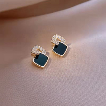 Κορεάτικο στιλ μαύρο σκουλαρίκι ζιργκόν καρφωτό για γυναίκες Γυαλιστερά τετράγωνα στρας γεωμετρικά σκουλαρίκια Δώρα για κοσμήματα για κορίτσια για πάρτι