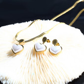 Mīlestības sirds kaklarotas auskari sievietēm 316L nerūsējošā tērauda pērļu vintage modes juvelierizstrādājumu komplekts moderna ballītes dāvana