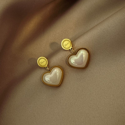 Mīlestības sirds kaklarotas auskari sievietēm 316L nerūsējošā tērauda pērļu vintage modes juvelierizstrādājumu komplekts moderna ballītes dāvana