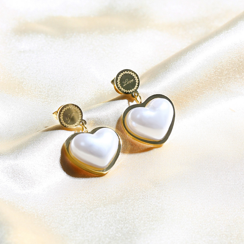 Mīlestības sirds kaklarotas auskari sievietēm 316L nerūsējošā tērauda pērļu vintage modes juvelierizstrādājumu komplekts moderna ballītes dāvana