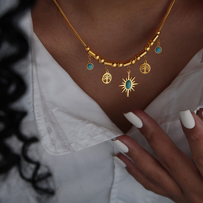 Modes nerūsējošā tērauda apzeltīta rokassprādzes kaklarotas komplekts sievietei, 2 gabali, grezni līgavu kāzu, reāli līdz nāvei, rotaslietas aksesuāri