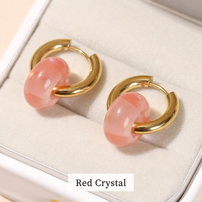 Mainīt labāku dabīgu rozā kvarca ahāta tirkīza zelta pārklājumu auskari sievietēm ar rokām darināti virtulis nerūsējošā tērauda bieza stīpa auskari