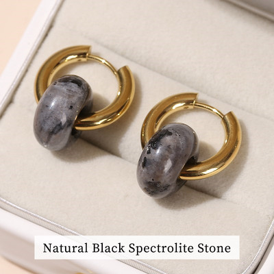 Mainīt labāku dabīgu rozā kvarca ahāta tirkīza zelta pārklājumu auskari sievietēm ar rokām darināti virtulis nerūsējošā tērauda bieza stīpa auskari