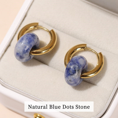 Mainīt labāku dabīgu rozā kvarca ahāta tirkīza zelta pārklājumu auskari sievietēm ar rokām darināti virtulis nerūsējošā tērauda bieza stīpa auskari