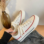Casual Sneakers Γυναικεία πάνινα πάνινα παπούτσια Γυναικεία βουλκανιζέ παπούτσια Lace Up Flats παπούτσια Αθλητικά γυναικεία ανοιξιάτικα κόκκινο φθινόπωρο