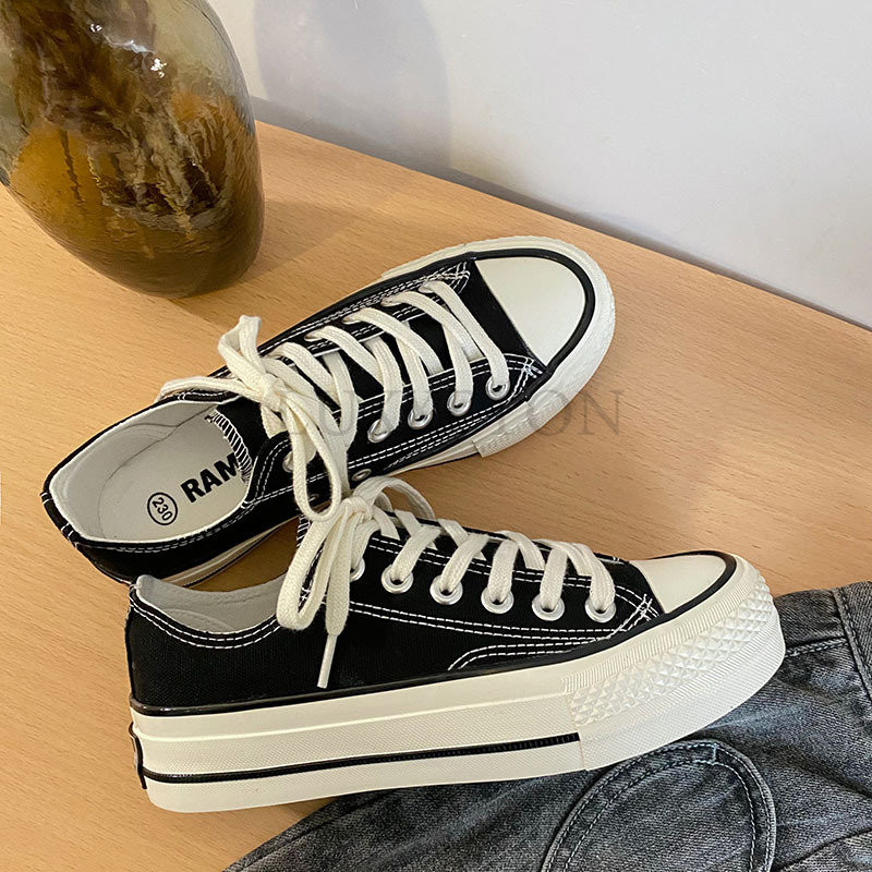 Casual Sneakers Γυναικεία πάνινα πάνινα παπούτσια Γυναικεία βουλκανιζέ παπούτσια Lace Up Flats παπούτσια Αθλητικά γυναικεία ανοιξιάτικα κόκκινο φθινόπωρο