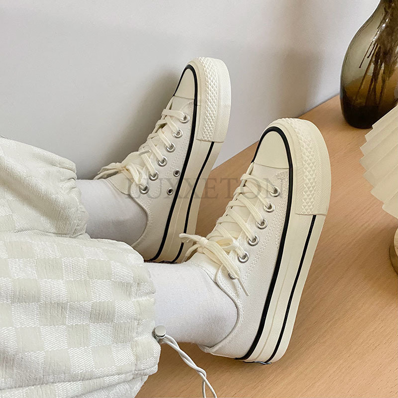 Casual Sneakers Γυναικεία πάνινα πάνινα παπούτσια Γυναικεία βουλκανιζέ παπούτσια Lace Up Flats παπούτσια Αθλητικά γυναικεία ανοιξιάτικα κόκκινο φθινόπωρο