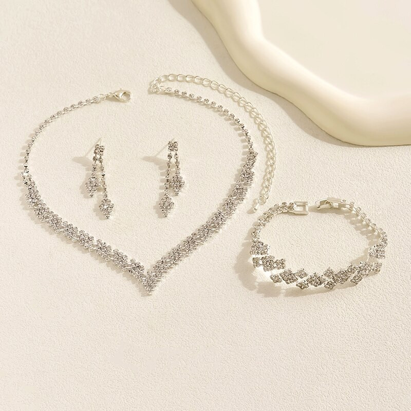 3 tk pruudi ehete komplekt hõbetatud kivikivist volditud siduriga käevõru tuttkõrvarõngad pulmaehted, trendikas stiil kingitus