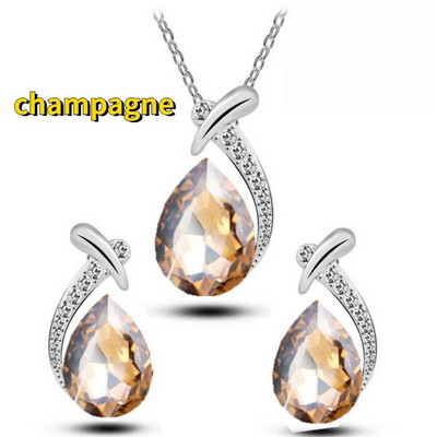 Fashion Statement juvelierizstrādājumu komplekts sievietēm Krāsaini ūdens pilieni mākslīgās dārgakmeņu kaklarotas auskaru komplekts sievietēm kulonu kāzu rotu komplekts