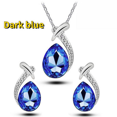 Fashion Statement juvelierizstrādājumu komplekts sievietēm Krāsaini ūdens pilieni mākslīgās dārgakmeņu kaklarotas auskaru komplekts sievietēm kulonu kāzu rotu komplekts