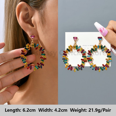 Krāsains sērija spīdīgs Rhinestone, lieli auskari sievietēm