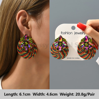 Krāsains sērija spīdīgs Rhinestone, lieli auskari sievietēm