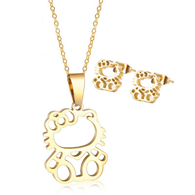 Jauki hellokitty kaklarota multfilmas auskari hipoalerģiski nebalējošs titāna tērauda rotaslietas